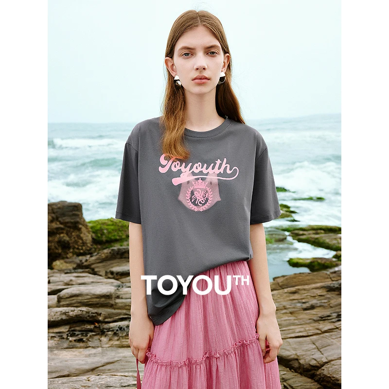 

TOYOUTH Женская футболка с коротким рукавом, новинка весны 2025 года, топы 8521801