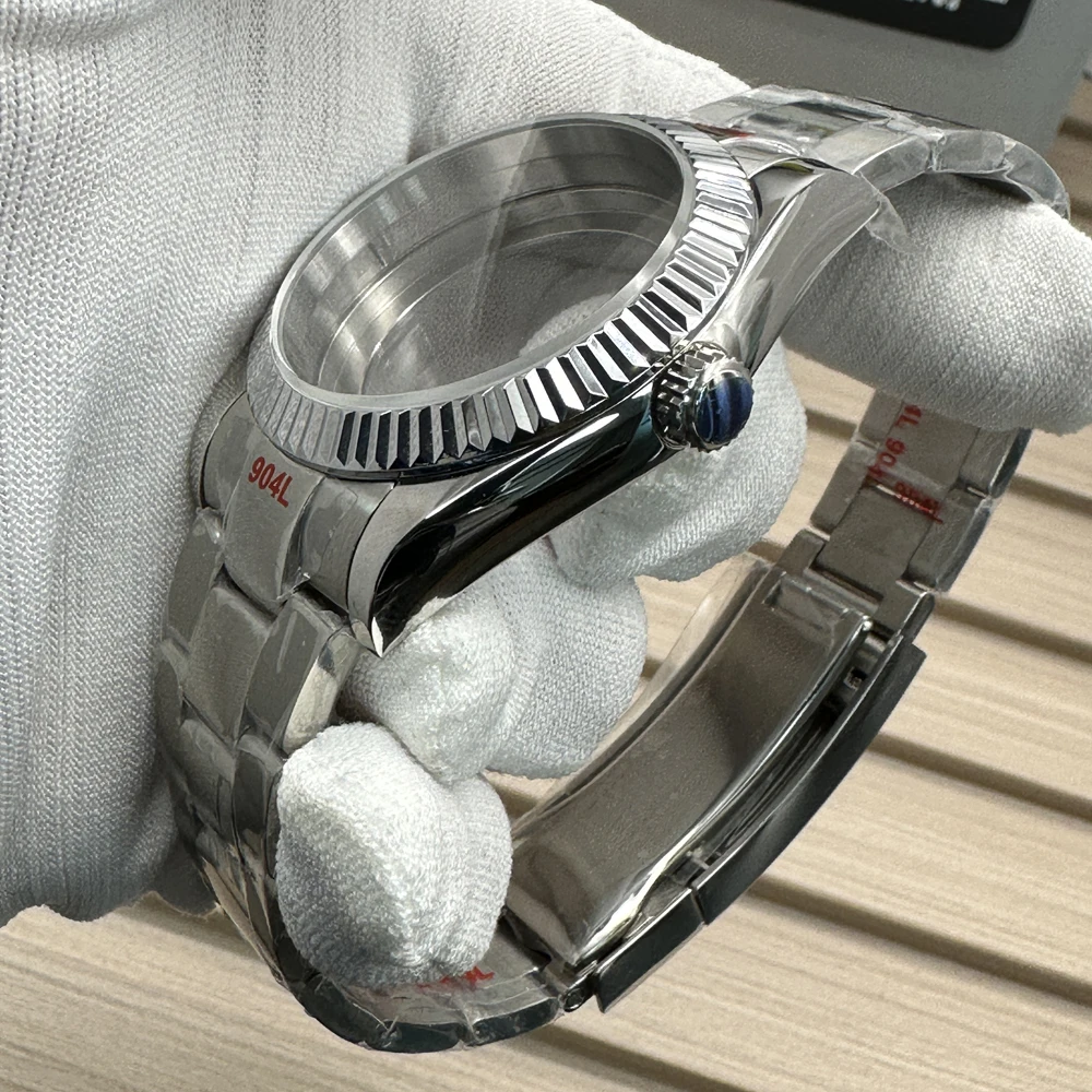 41mm Dome Sapphire Glass Watch 904L Stainless Steel Case Replacement Parts Fit NH35 NH36 NH34 Movement