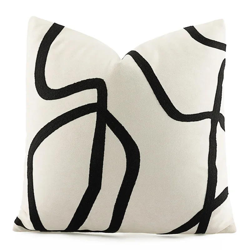 Geometric Abstraction Line printing Pillowcase Black and White Cushion Cover Sofa Bedside Throw Pillowcover 40x40cm 16x16Inch