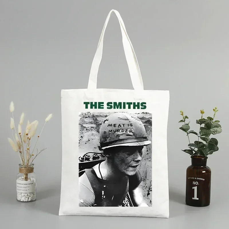 

Новые холщовые сумки The Smiths с простым принтом, повседневные сумки для покупок, сумки для девочек, стильные сумки для жизни на каждый день.