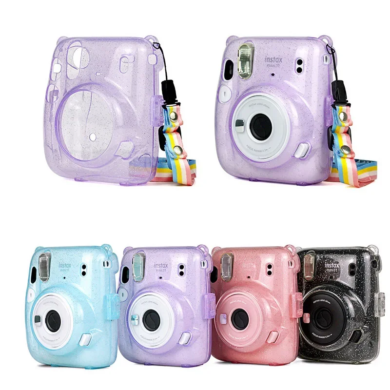 Dla Instax Mini 11 kryształowy przezroczysty futerał ochronny pokrowiec na Fuji Fujifilm torba aparat natychmiastowy dla Instax Mini 11