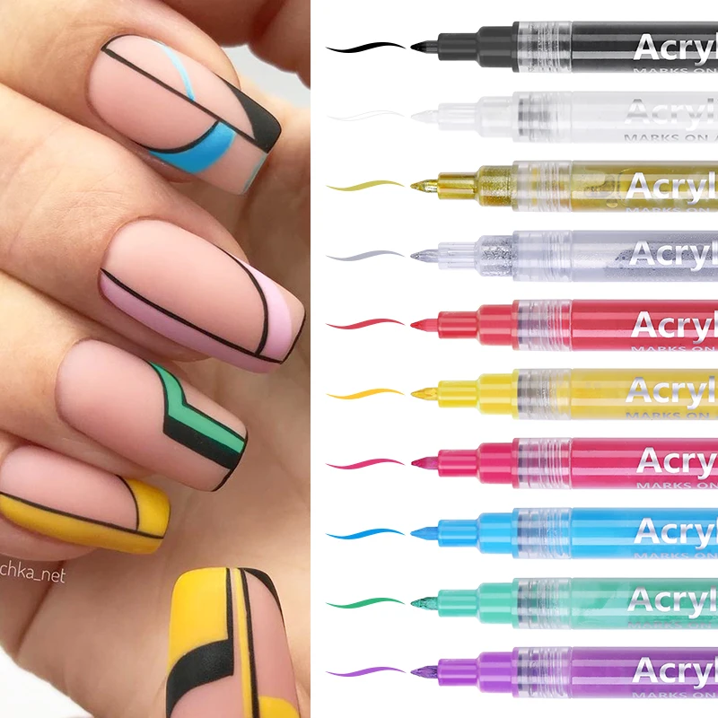 Waterproof Nail Art Graffiti Pen for 3D Nail DIY Colorful Nail Polish Painting Liner Pen Manicure Tools Paint Pens Marker Pens