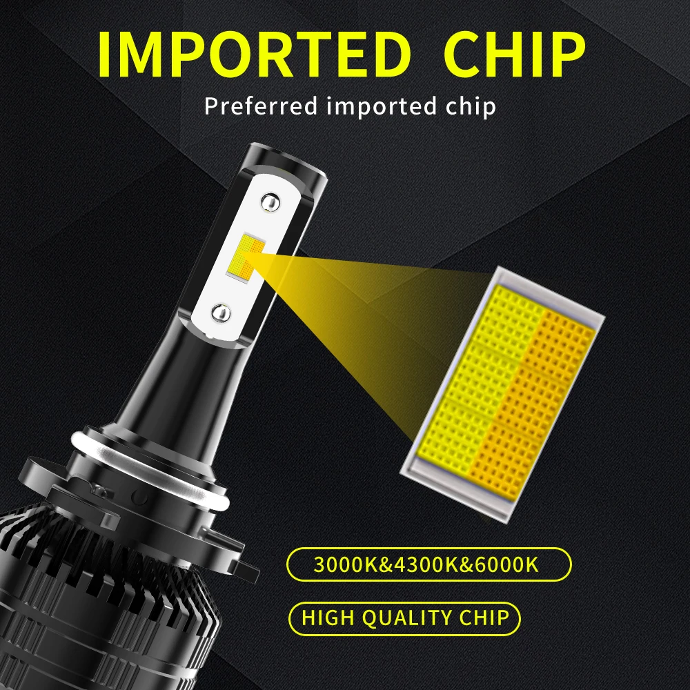 HL Tri Color H3 9006 LED Headlight Bulbs 3000K 4300K 6500K Switchable Car LED Fog Lamp IP68 Super Bright 12V off-road use