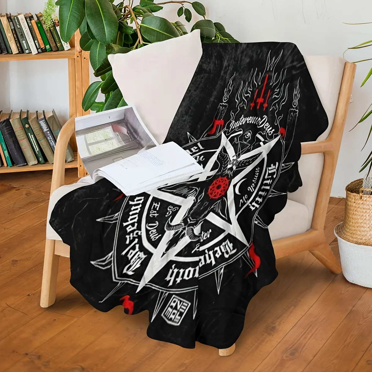 Sheep-head five-pointed star pattern Flannel printed blanket suitable for all seasons suitable for living office sofa and travel