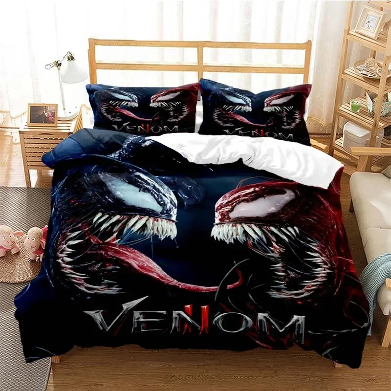 3D Printe Movie Venoms Bedding Set,Duvet Cover Comforter Bed Set Quilt Cover Pillowcase,King Queen Twin Size Boys Girls Adults