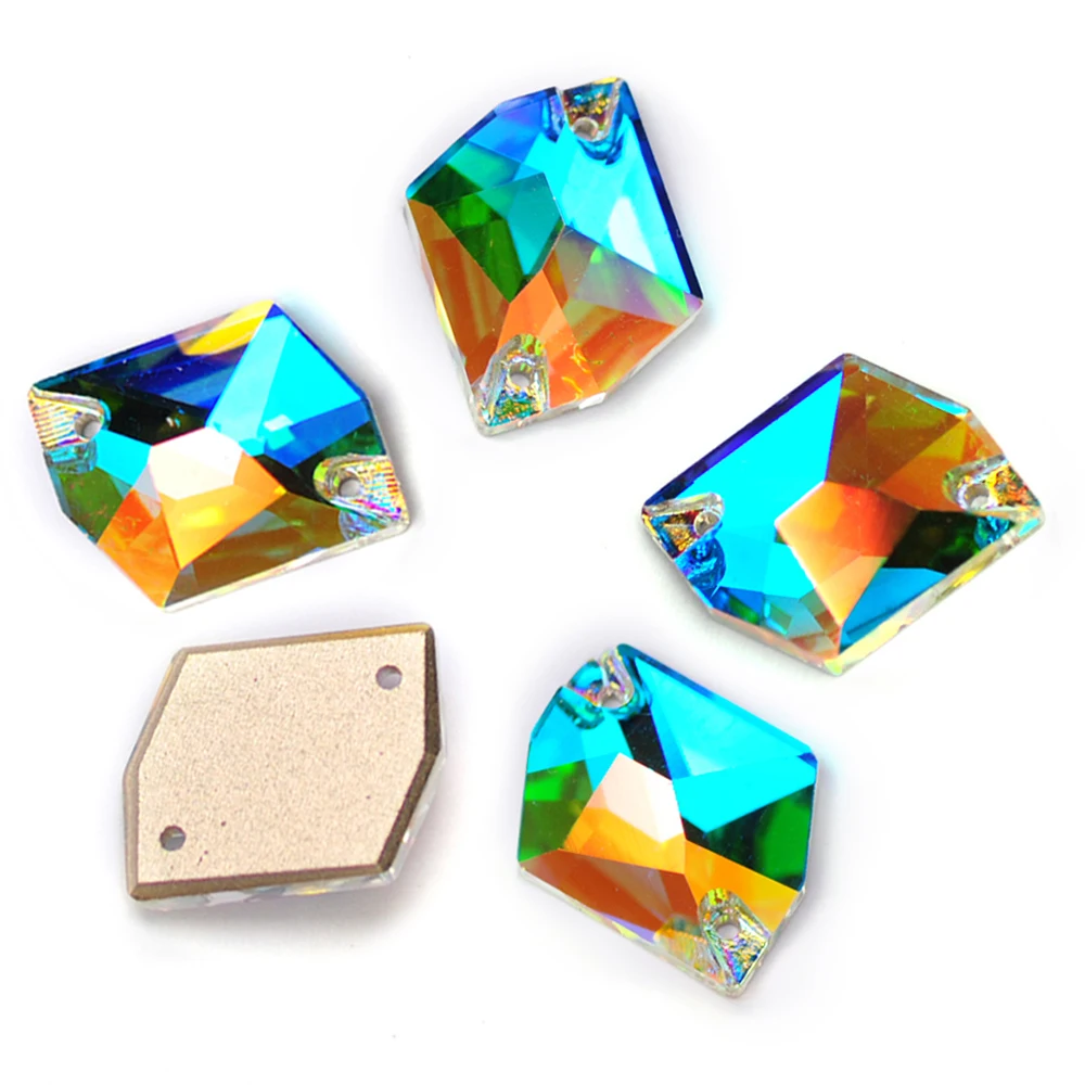 PUBRILEX Vorteilspackung Crystal AB Aufnähbare Strasssteine mit abgeschrägten Kanten für Kleidung und Schmuckdekorationen – Detail 6