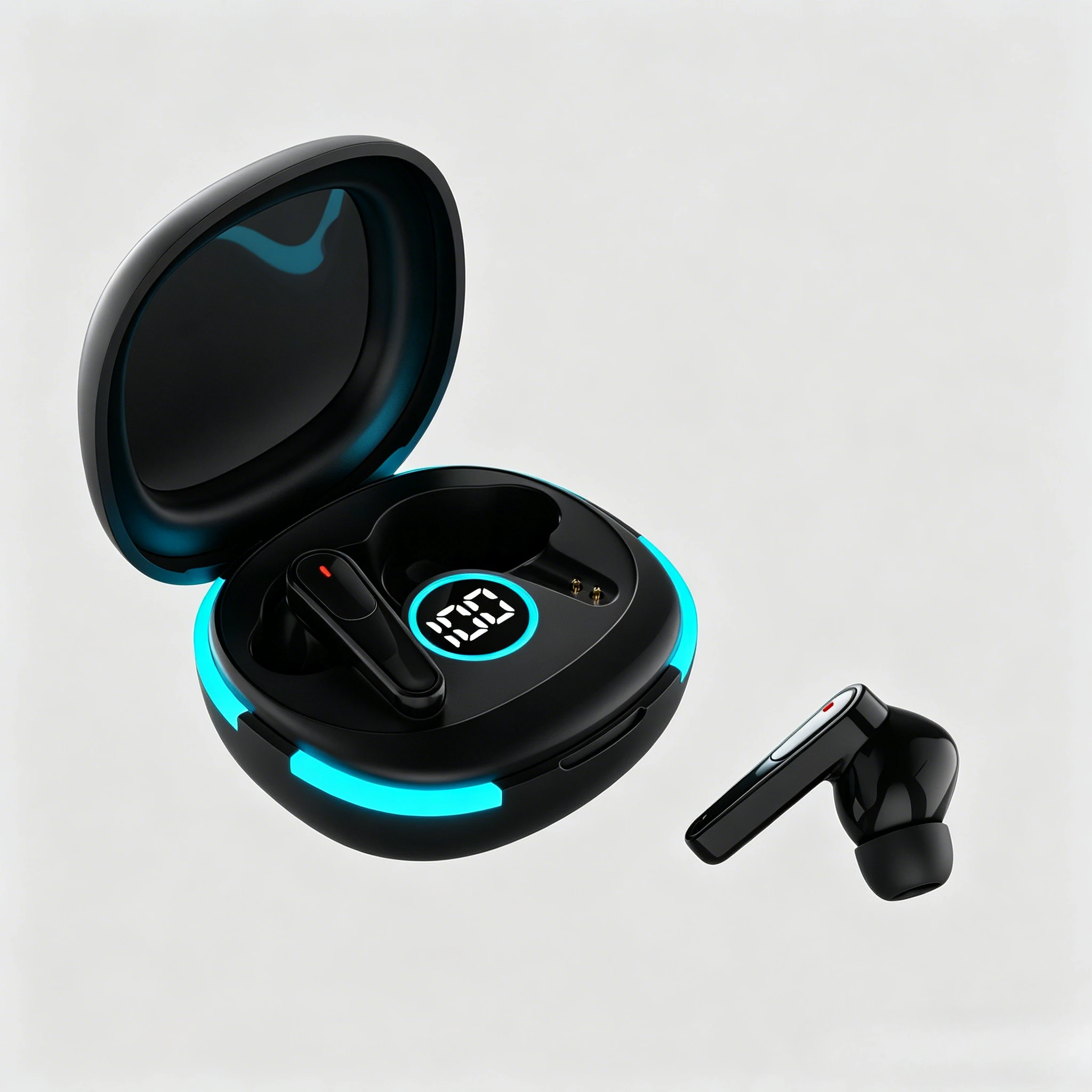 True Wireless Headphones Dual Noise Reduction Rechargeable LED Digital Display Earbuds Smart Touch with Mic for Android Devices
