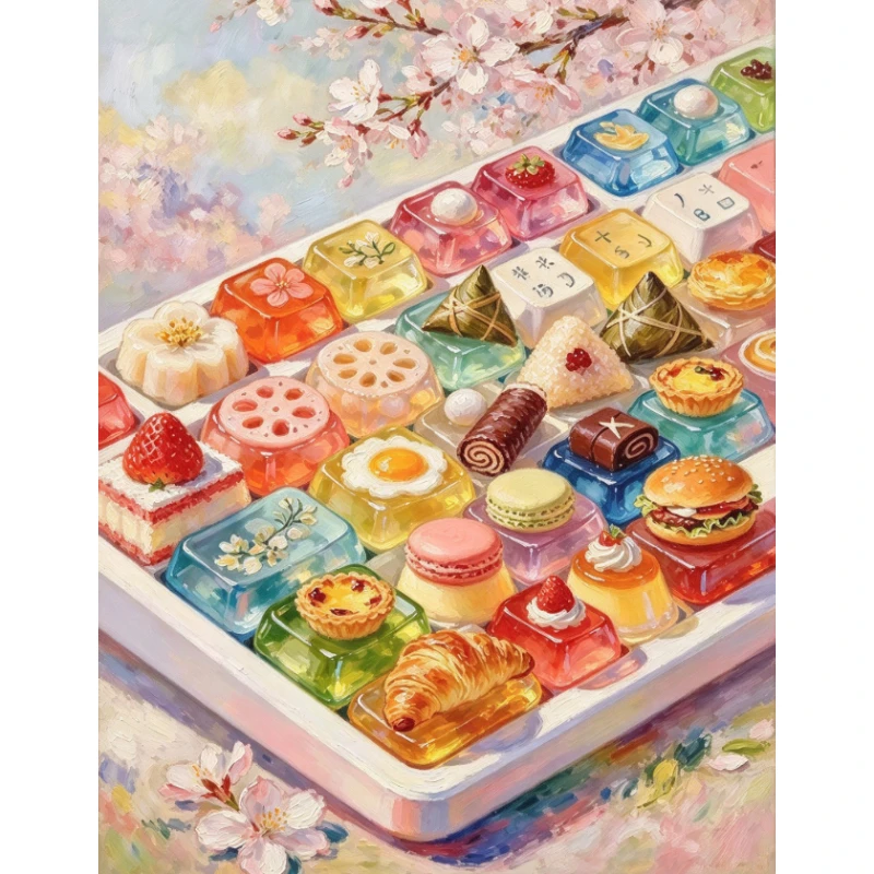 DIY Diamond Painting, Fantasy Food Keyboard With Cakes And Breads, DIY Craft for Wall Decoration & Art‑lover Gift