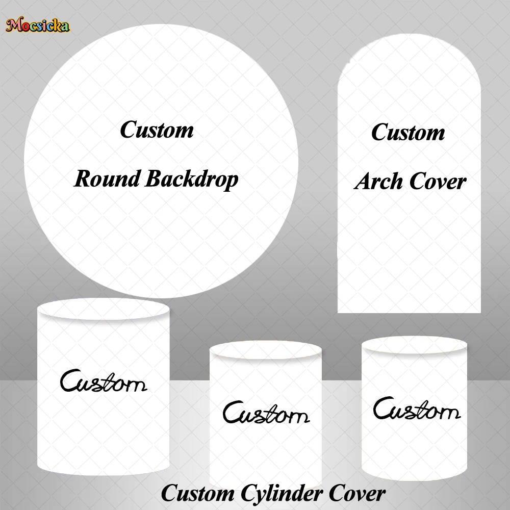 

Personalized Custom Size Arched Cover Background Elastic Spandex Double-sided Backdrop Birthday Wedding Party Set Photozone