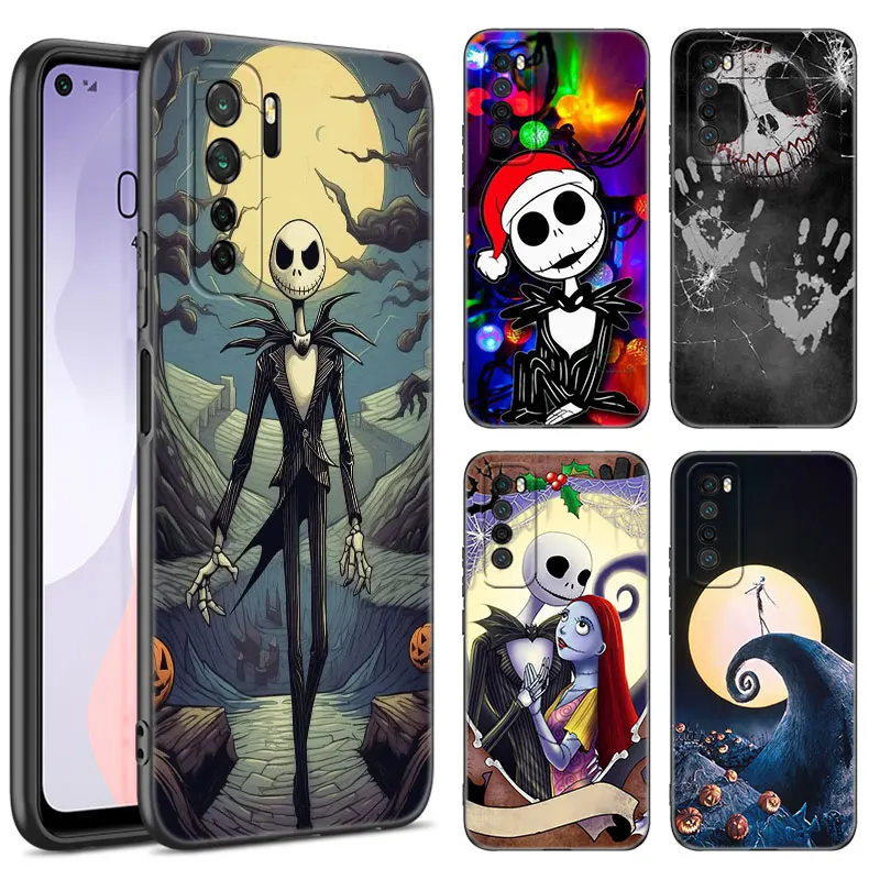 Jack Skellington Black Silicone Phone Case For Huawei Nova 11 12 Ultra 9 10 SE Pro 11E 11i 12i Y70 Plus Y60 Y61 Y71 Y72 Y90 Y91