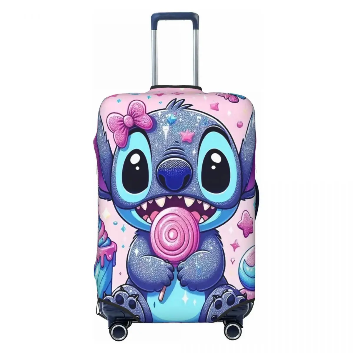 

Custom Cartoon Pink Stitch Luggage Cover Cute Anime Cartoon Suitcase Protector Covers Suit For 18-32 inch