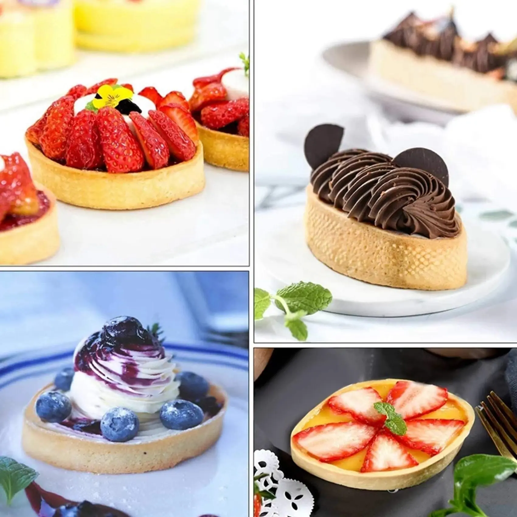 Boat Shape & Triple-Cornered Stainless Steel Tart Ring Tower Cake Mould Baking Tools Perforated Cake Mousse Ring-A68E