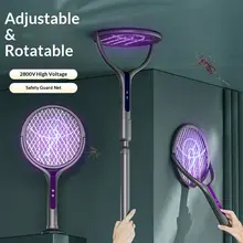 Rotating Head Bug Zapper Racket Rechargeable Electric Fly Swatter Fly Killer and Mosquito Trap Lamp for Indoor and Outdoor 3
