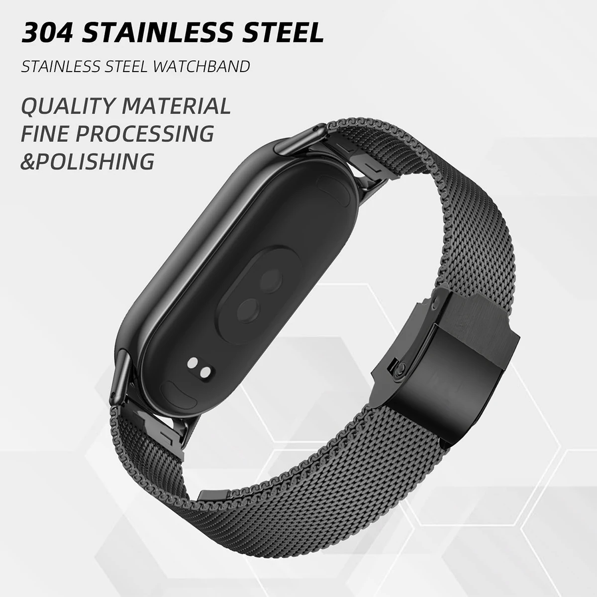 Pasek do zegarka ze stali nierdzewnej Mesh Correa kompatybilny z Xiaomi Mi Band 10 9 8, miękka bransoletka z pętlą do Smart Band 10/9/8