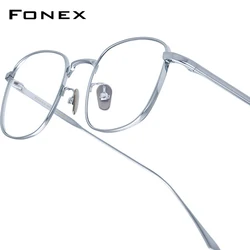 FONEX Pure Titanium Glasses Frame Women New Brand Design Retro Vintage Square Eyeglasses Men Ultralight Japanese Eyewear DAILY