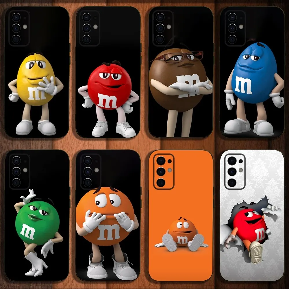 M-M Çikolata Fasulyesi Telefon Kılıfı Samsung S24,S21,S22,S23,S30,Ultra,S20,Plus,Fe,Lite,Note,10,9,5G Siyah Yumuşak Kapak