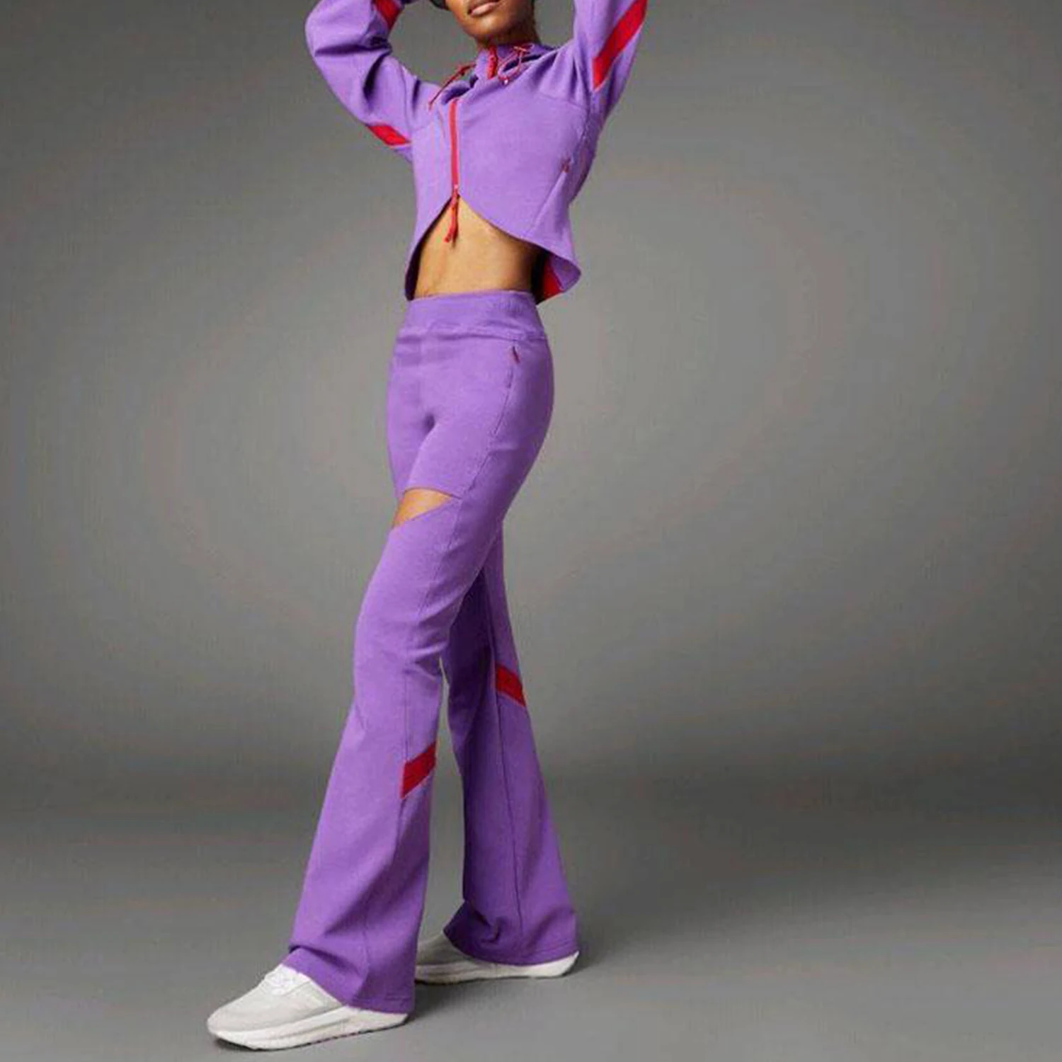 Adidas genuine sports pants new women's purple red solid color pants IU0167
