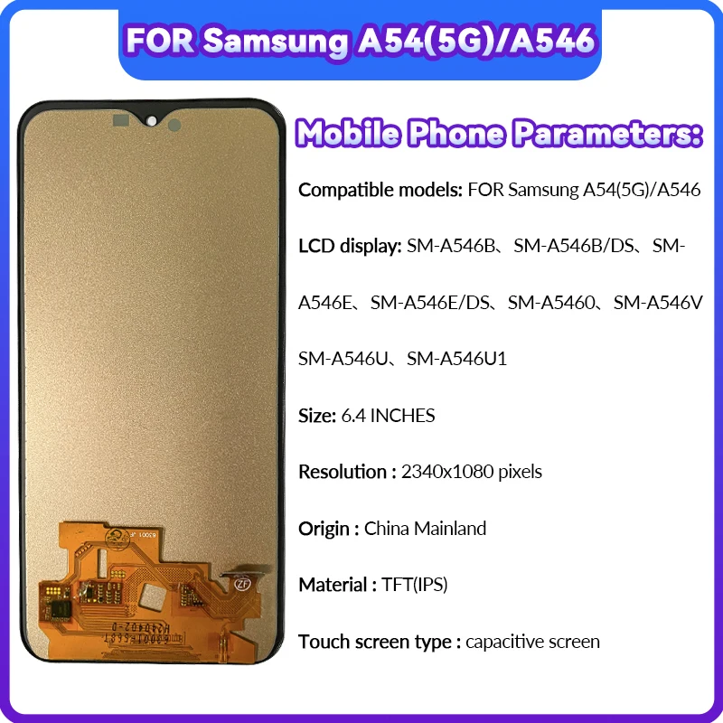 For Samsung Galaxy A54(5G)/A546  SM-A546B Touch Screen Digitizer For SamsungSM-A546B/DSFramed LCD 6.4 inches