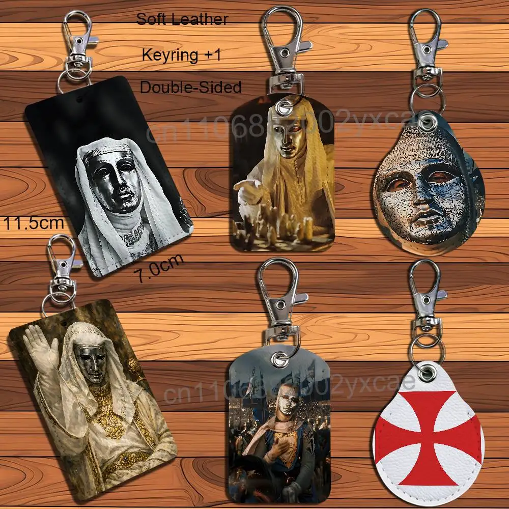 

Jerusalem King Baldwin LOGO Leather Keychain Badge Holder with Lanyard - ID/Access Card Holder, Key Ring Accessory, Gift Option