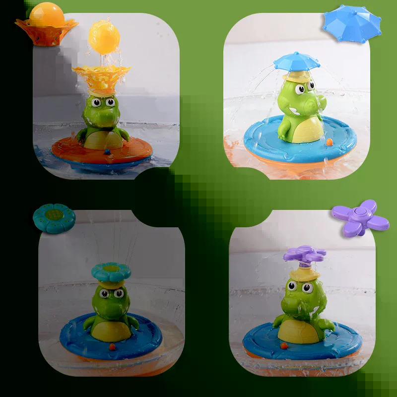 Badespielzeug für Kleinkinder – leuchtender Krokodilbrunnen mit 4 Sprühmodi, ABS-Kunststoff-Badespielzeug für Badezimmer und Schwimmbad