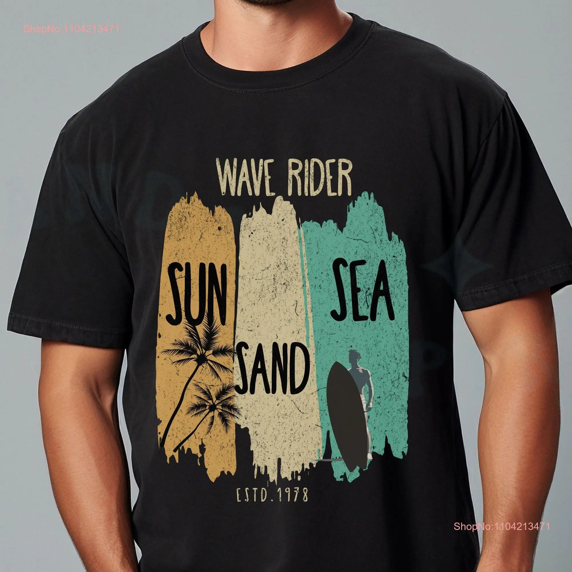 Beach Sun Sand Sea T shirt Comfort Colors Vintage Inspired Palm Tree Top Surfing Beachwear Summer Color Block Surf