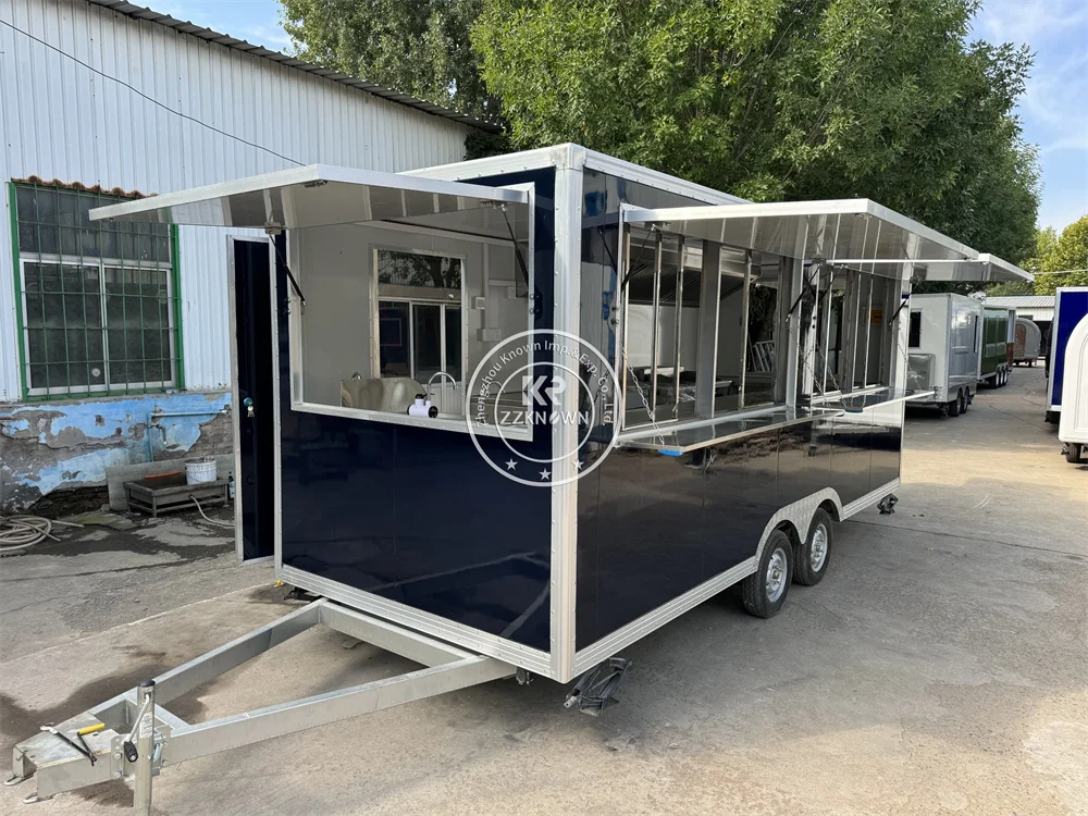 Carrello per alimenti commerciale con attrezzature completamente Catreing Vendita Snack Ice Cream Street Mobile Snack Rimorchio per caffè Camion fast food