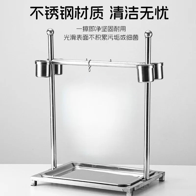 Stainless Steel Parrot Play Stand Perch With Ladder Foot Chain Claw Grinding For Budgie Cockatiel Interactive Training Platform