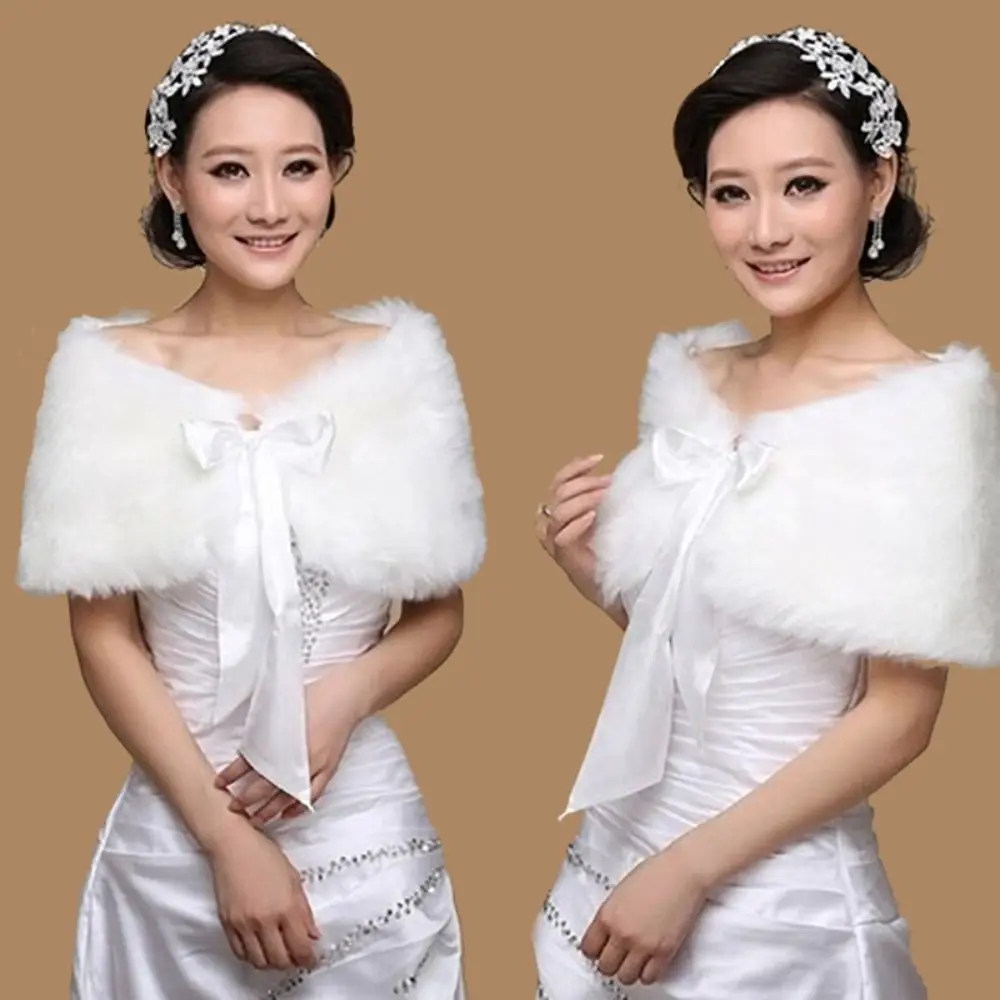 Imitation Fur Elegant Wedding Accessories Bridal Wrap Wedding Jackets Fur Shawl Plush Wrap Winter Cape Wedding Bridal Shawl