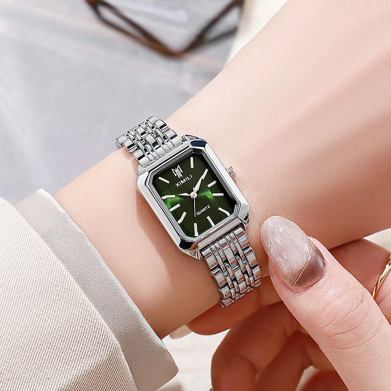 Foreign trade new light luxury steel belt women\'s watch female students fashion simple square quartz watch wholesale