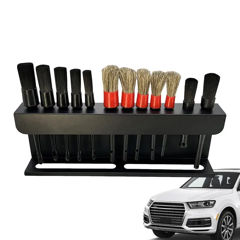 

12pcs Car Detailing Brushes Metal Multipirpose Auto Wall-Mounted Cleaning Brush Set Waterproof Detail Brush Kit Cars Maintenance