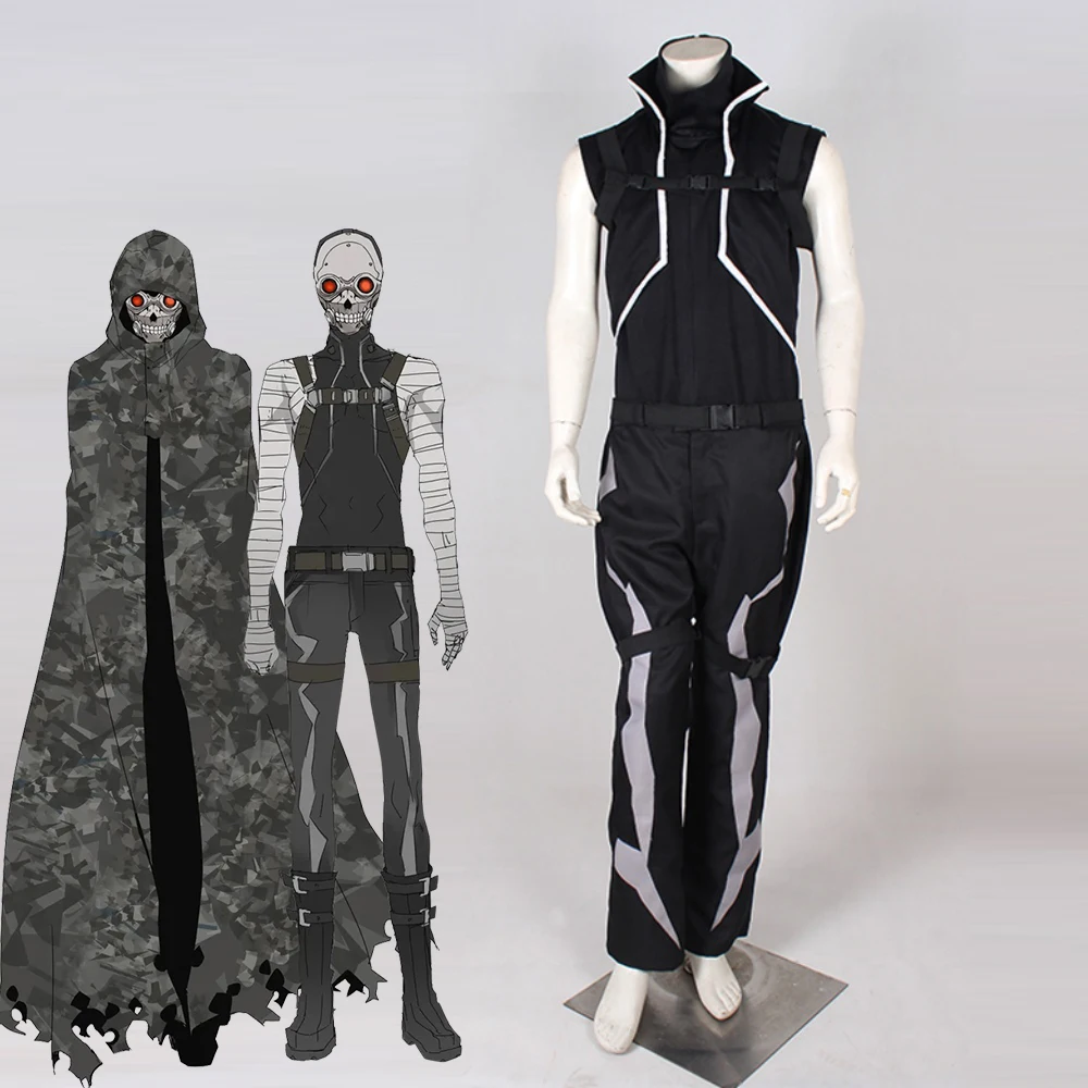 

Anime Cosplay Death Gun Costume Men's Punk Vintage Black Uniform Suit Disguise Warrior Halloween Carnival Party Battle Suit