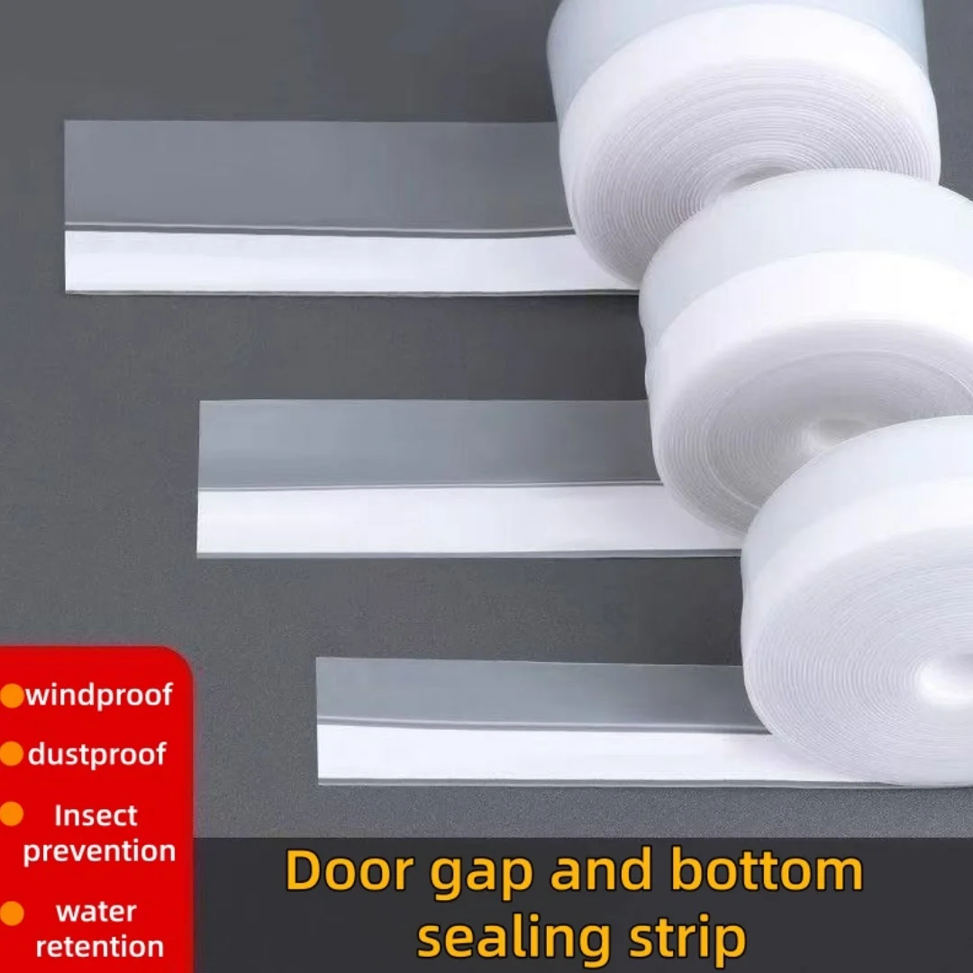 Silicone Sealing Strip - Strip Bottom Insulation, Windproof and Soundproof, Used for Door, Window, Bedroom, Bathroom Glass Gaps