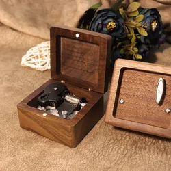 Vintage Music Box Walnut Wood Clockwork Musical Box Decoration Birthday Christmas Valentine's Day Gifts Manual Music Box
