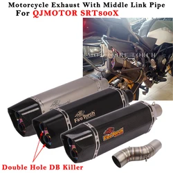 Motorcycle Exhaust Escape System Modified Double Hole Muffler With Middle Link Pipe DB Killer For QJMOTOR SRT800X SRT 800X