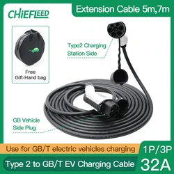 Chiefleed Type 2 Plugs To GBT  type 2 to gbt cable China Cars Vehicle Side With Extension Cable 32A 5m