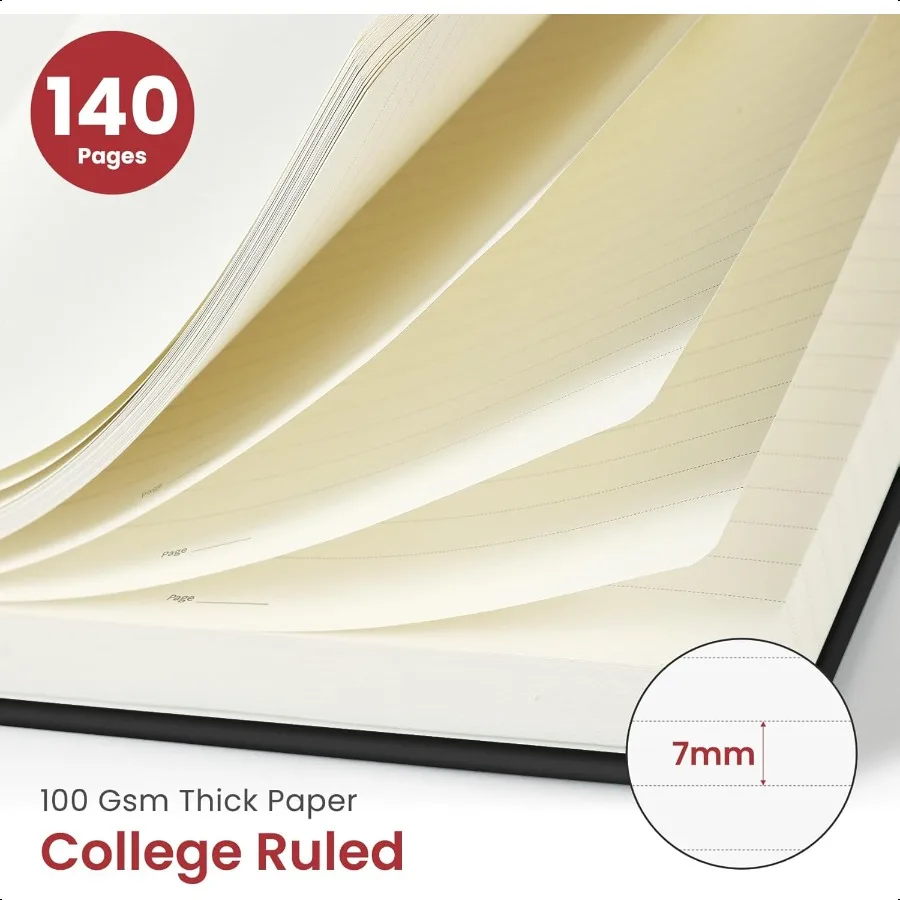 Liniertes Spiral-Tagebuch-Notizbuch für Damen und Herren, 140 Seiten, College-Notizbuch mit liniertem Hardcover für die Arbeit, Notizen machen, Tagebücher zum Schreiben