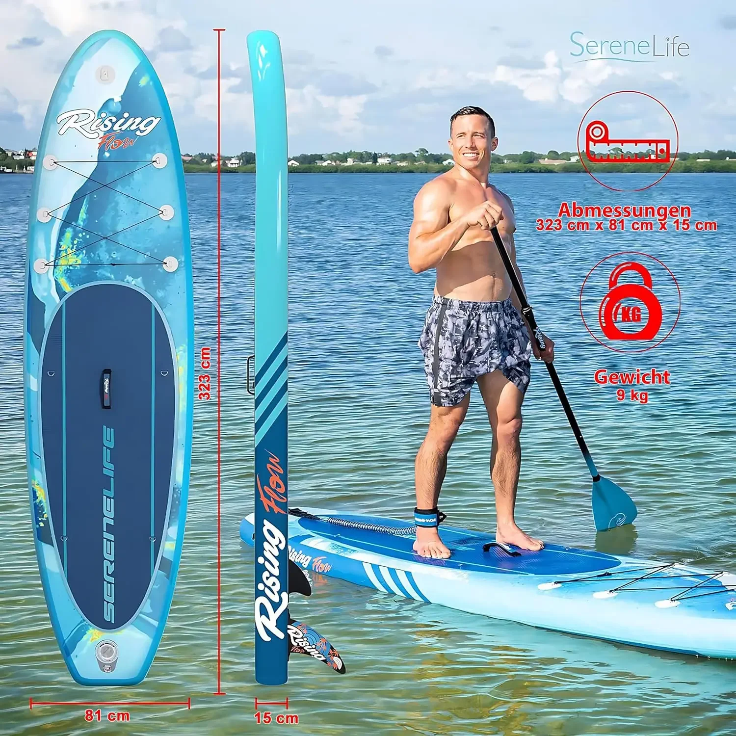 Inflatable Stand up Paddle Board - Non-Slip SUP with Paddle, Pump, Leash, and Complete Accessories - Enjoyable Water Paddle Boar