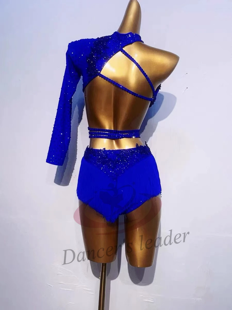 Latin Dance dress High-end Custom Full Diamond Waist Hollow Cha Cha Tango Female Adult Stage Professional Clothing