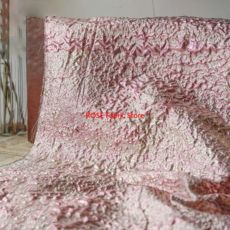 1 meter Glitter Embossed Bubble Wrinkled Jacquard Fabric Women's Tutu Skirt Wedding Dress DIY Sewing Fabric