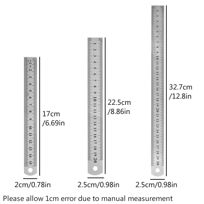 15/20/30cm metric, British, Metal, Long Scale, Iron Ruler, Drawing and Measurement