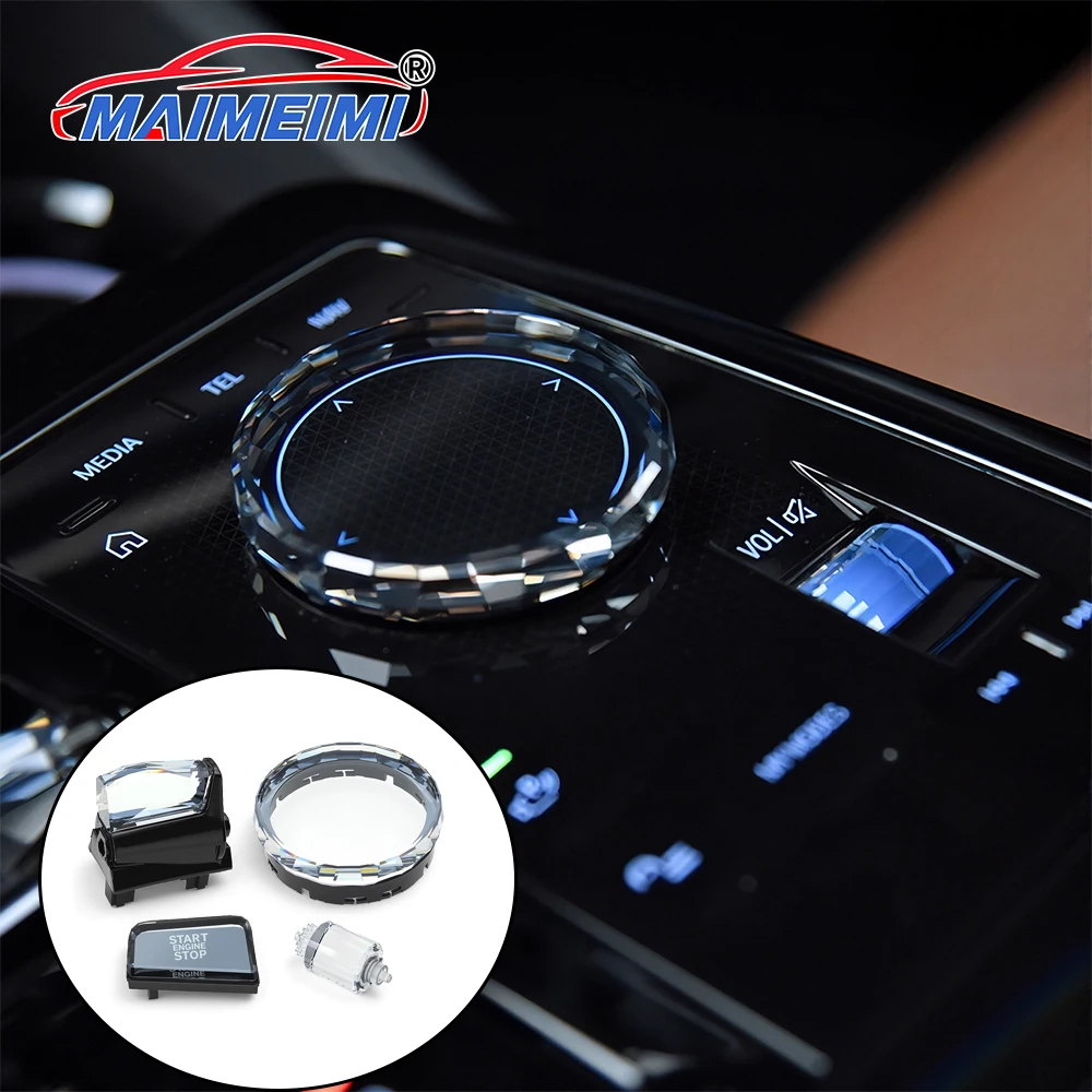 Crystal Multimedia Knob Artificial Crystal Glass Paddle Button Knob 4-piece Set for BMW 5 Series G60/G68 7 Series G70 ix i20 x3