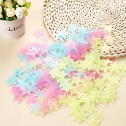 100PCS 3D Stars Glow The Dark Wall Stickers Luminous Cent Fluorescent Decals for Kids Baby Room Bedroom Ceiling Home Decoration