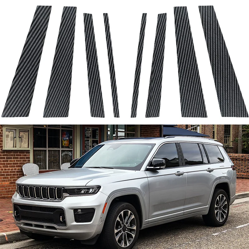 8Pcs Car Pillar Post Molding Trim Cover Stickers For Jeep Grand Cherokee L (WL75) 2021 2022 2023 2024 Auto Exterior Accessories