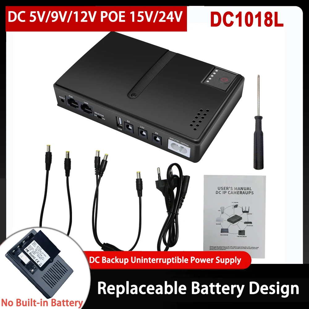 AC85-265V DC1018L Router 5V9V12V Portable UPS Power Supply Ensures Uninterrupted Router Operation Uninterruptible Power Supply