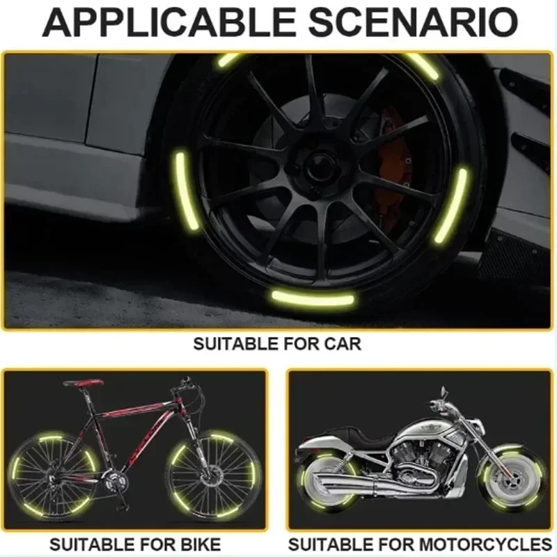 Car Wheel Luminous Stickers Reflective Stickers Luminous Fluorescent Color Wheel Decoration Motorcycle Night Stickers
