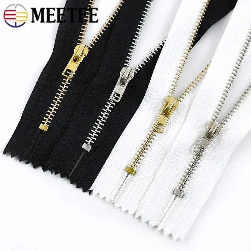 10Pcs 8-30cm(3.14-11.81inch) 3# Metal Zipper Close End Auto Lock Decorative Zip Bag Jeans Pants Placket Zips Sewing Accessories