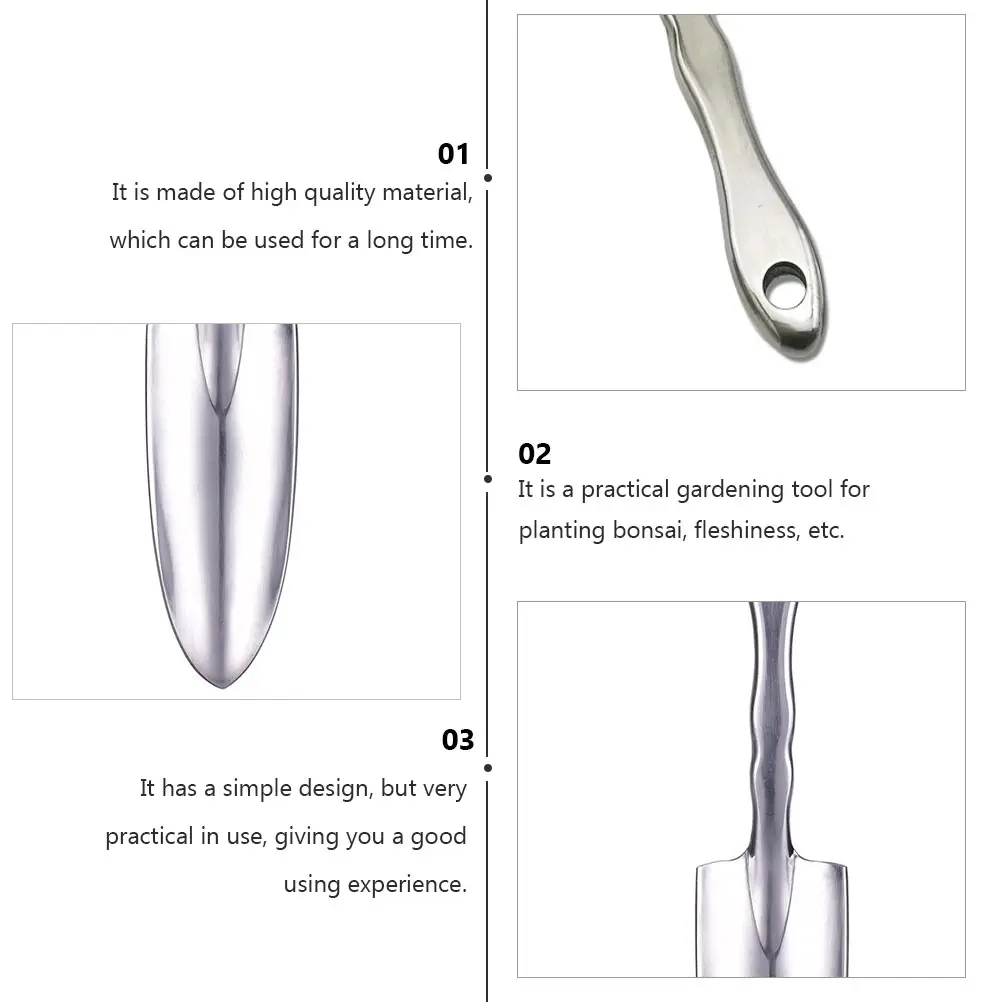 

Gardening Shovel Small Silver Aluminum Digger Tool for Planting Bonsai Fleshiness Long H Ergonomic Soil Transfer Solution