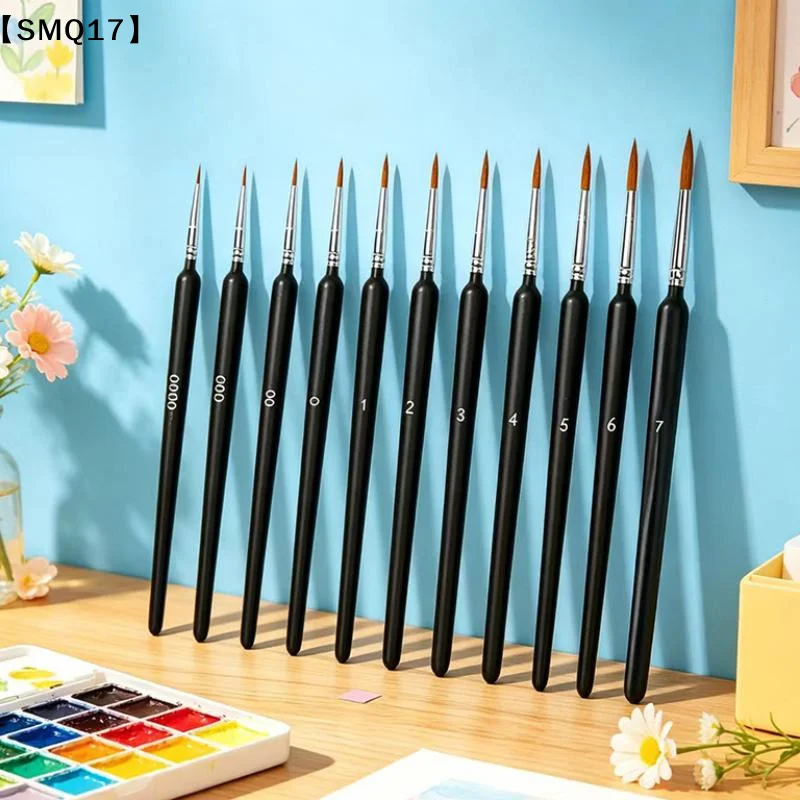 11Pcs Fine Tip Liner Paint Brush Set Non Slip Comfort Grip Assorted Sizes For Watercolor Acrylic Painting Nail Art【SMQ】