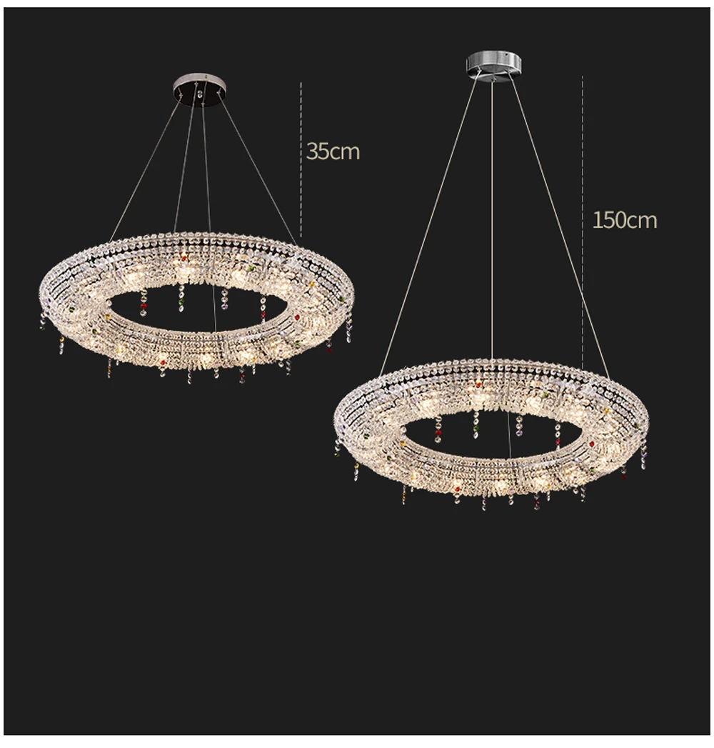 Home K9 Crystal Collection Round Rectangular Chandelier