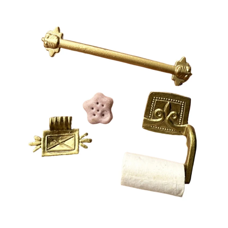 4 pz/set 1/12 casa delle bambole portasciugamani di carta e portasapone modello in miniatura simulazione casa delle bambole accessori per l'arredamento del bagno